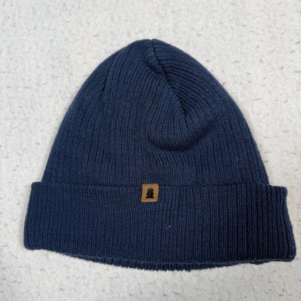 George Mens Navy Blue Fleece Lined Ribbed Knit Beanie Hat One Size Pine Tree
